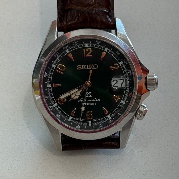 Seiko Prospex Alpinist Green Dial with Brown Strap Watch - Picture 1 of 6